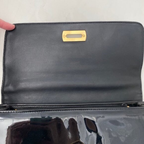 VINTAGE Giani Bernini Black Patent Faux Leather Crossbody Handbag Purse - Picture 11 of 16